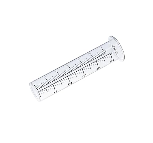 5 inch Capacity Rain Gauge with Stainless Steel Fence Mounting Rack Holder with 2 Pcs Replacement Tube Glass, Post Mount Rain Gauge for Yard Garden Outdoor Home