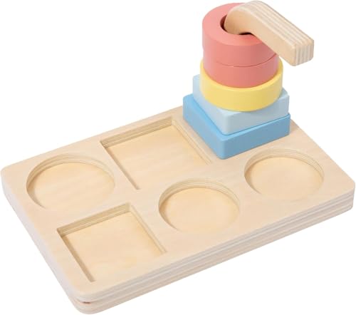 Adena Montessori 5-Shape Stacking Ring Toy, 12m+ - style: Shapes on Curved Peg style 2