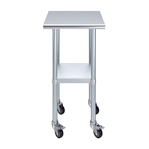 AmGood 20 in. x 20 in. Stainless Steel Work Table with Wheels | Metal Kitchen Food Prep Table | NSF - size: 20 in. Long x 20 in. Deep with Wheels