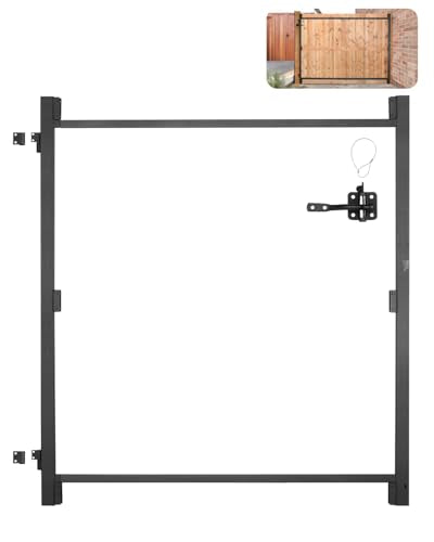 VEVOR Gate Building Kit, Fits 60 to 96 in Wide Openings, Up from 6 to 7 ft High Fence, Adjustable Gate Building Kit, Anti Sag Full Gate Frame Kit with Latch Lock, Screw, for Wooden Fence, Iron, Black - size: 60"-96" wide openings, 6'-7' high