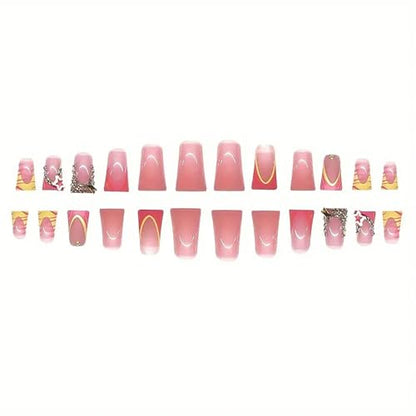 Duck Mouth Press on Nails Medium Square Fake Nails French Tips Glue on Nails with Star Rhinestone Charms Designs Duck Nail Tips 24Pcs Glossy Full Cover Glue on Nails for Women Acrylic Nails - color: Style-A12
