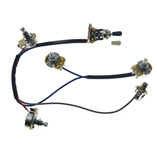 Guitar Prewired Wiring Harness Humbucker Solderless Wiring Harness 2V2T with 500K Pots and 3 Way Toggle Switch For Dot Series - size: For Dot Series