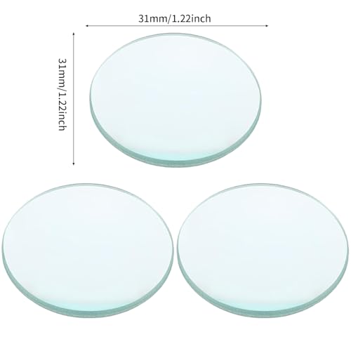3pcs 31mm Diameter Double Convex Lens, Glass Optically Polished Concave Mirror Round Edges Double Optical Lens for Physics Experiment, Kaleidoscope,Telescope - size: 31mm-3pcs, style: Double convex lens