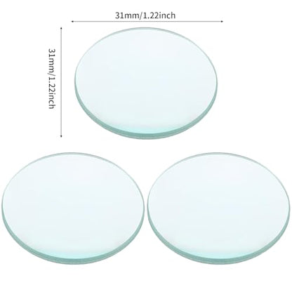 3pcs 31mm Diameter Double Convex Lens, Glass Optically Polished Concave Mirror Round Edges Double Optical Lens for Physics Experiment, Kaleidoscope,Telescope - size: 31mm-3pcs, style: Double convex lens