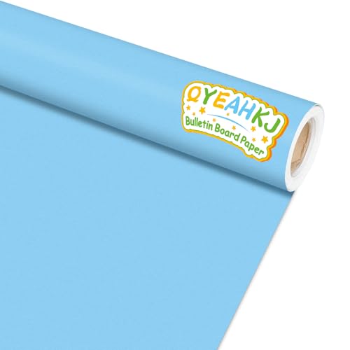 Sky Blue Bulletin Board Paper Roll Light Blue Bulletin Board Background Paper Back to School Classroom Decoration Poster for Art Craft DIY Projects Home Office Classroom Party Supplies 17.7in x 20ft - style: Sky Blue