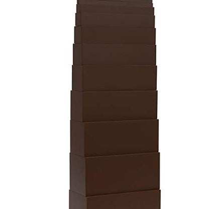 Montessori Toys for 3+ Year Old Wooden Brown Stairs Stacked Arrangement Ladder Blocks Development Sensory Toys Montessori Preschool Learning Math Baby Games Educational Toys(10 Piece Set)