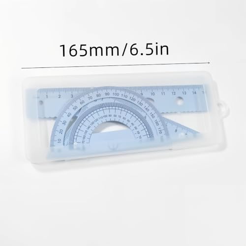 Multifunctional Geometric Ruler Set Protractor Triangle Straight Ruler Hand Measurement Drawing Tools with Storage Box for School Carpentry (Pink-1pc) - color: Pink-1pc