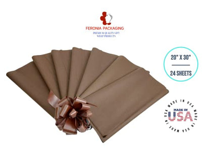 Chocolate Tissue Paper Squares, Bulk 24 Sheets, Premium Gift Wrap and Art Supplies for Birthdays, Holidays, or Presents by Feronia packaging, Large 20 Inch x 30 Inch - color: Chocolate