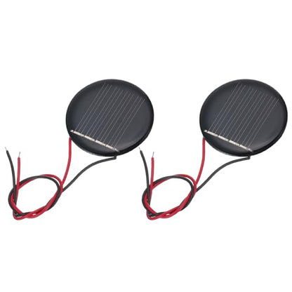 MECCANIXITY 2 Pcs 2V 0.07W 35mA Mini Solar Panels, Small Polycrystalline Solar Cell Panel with 2 Cable for DIY Electric Toy Materials Kits Charger, 36mm Dia - style: 2V 0.07W 35mA