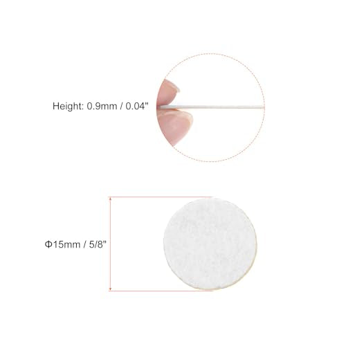 HARFINGTON 100pcs Round Adhesive Felt Circles, 15mm 5/8" Pre Cut Felt Craft Stickers Non-Woven Mini Felt Fabric Circles for DIY Sewing Handcraft Cut Projects Craft Finishing, White - color: White, size: 15mm (100pcs)