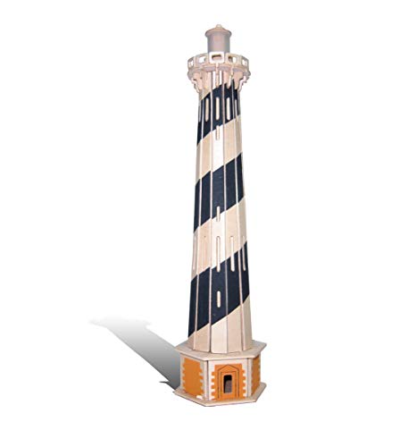 Puzzled 3D Puzzle Lighthouse Set Wood Craft Construction Model Kit, Fun & Educational DIY Wooden Toy Assemble Model Unfinished Crafting Hobby Puzzle to Build and Paint for Decoration 58 Pieces Pack