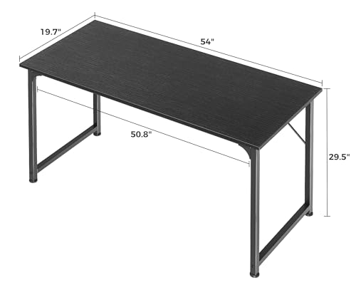 Huuger Computer Desk, 55 Inch Home Office Desk, Gaming Writing Work from Home Study Desk, Large Legroom, Sturdy Metal Frame, Modern Simple, Black - color: Black, size: 54inch