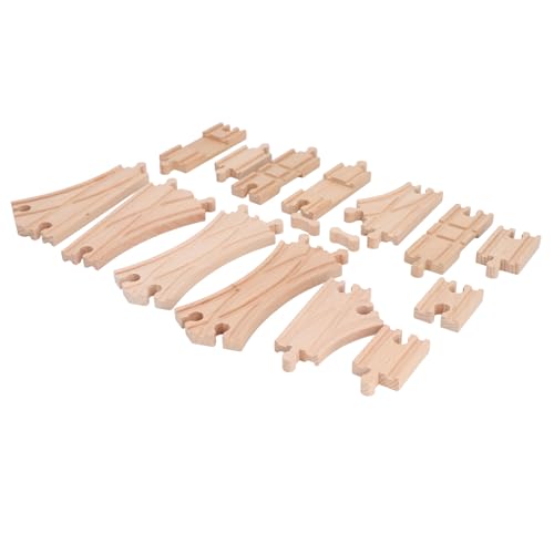 BROLEO Kids Wooden Track Expansion Pack Assembly Kit, Educational Toddler Wooden Train Track Building Toy for Skill Development