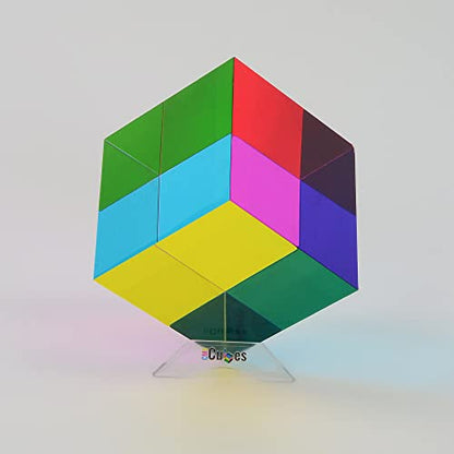 CMY Cubes Original Mega (95mm) - Cyan, Magenta & Yellow Cube - Optical Color Cube - Teaches Subtractive Color Mixing - Educational, Scientific, Physics & Kinetic Art Desk Object, STEAM