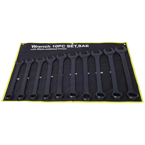 SAE Jumbo Combination Wrench Set, Extra Large 10 Piece 1-5/16'' to 2'' Open-End Wrench Set for Large Vehicles, Black Oxide Finish - color: Sae - 10 Piece