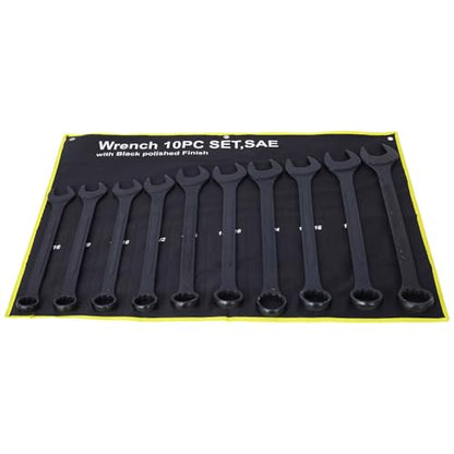 SAE Jumbo Combination Wrench Set, Extra Large 10 Piece 1-5/16'' to 2'' Open-End Wrench Set for Large Vehicles, Black Oxide Finish - color: Sae - 10 Piece