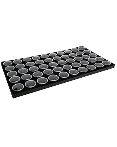 Novel Box 50 Small Gem Jars with Black Foam Gemstone Tray 14.5x7.8x0.75 - color: Black Foam Liner With 50 Gem Jars