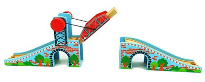 Z MAYABBO Wooden Train Tracks Accessories Wood Train Lifting Bridge for Railroad Tracks fits for All Railway Tracks