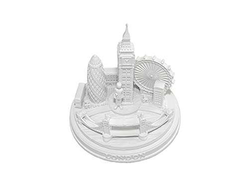London City Skyline 3D Model Round Matte White 5 1/2 inches