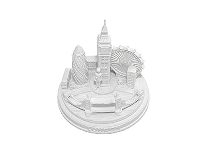 London City Skyline 3D Model Round Matte White 5 1/2 inches