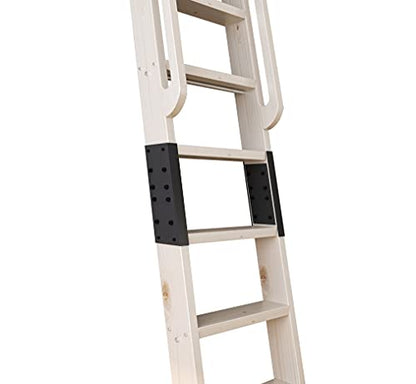 DIYHD 108" Solid Knotty Pine Wood Sliding Library Ladder with Handrails - color: Niu#2, size: Height 108"