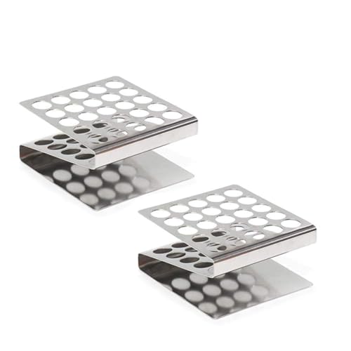 ULAB Stainless Steel Test Tube Racks, Suitable for Tubes of Dia. ≤16mm, Z Shape, 25 Holes, 5×5, Pack of 2, UTR1007 - color: 2*25holes Steel