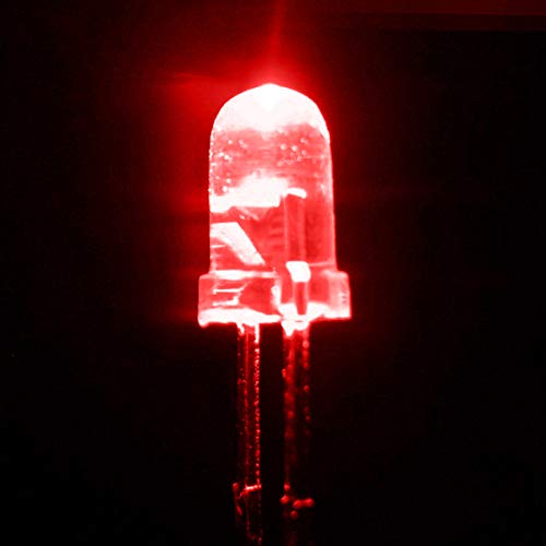 Novelty Place 100pcs 5mm Clear LED Diode Lights - Bright Transparent DC 3V 20mA Light Emitting Diode LED Bulbs - DIY Science Project Electronic Components Lighting Kit-Red Light - color: Red