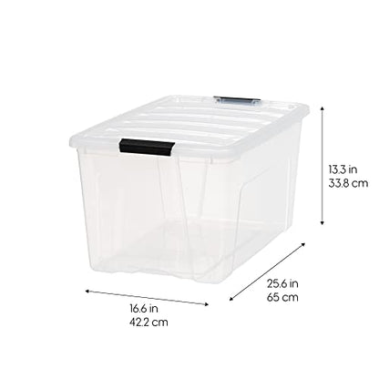 IRIS USA 72 QT Plastic Storage Box with Lid and Latches - 8 Pack - BPA-Free, See-Through Organizing Solution, Durable Nestable Stackable Containers, Secure Pull Handle - Clear - size: 72 Qt, style: 8 Pack