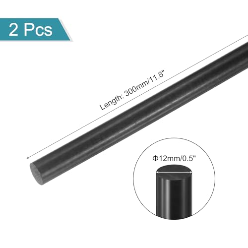 MECCANIXITY ABS Plastic Rod 12mm x 300mm Black Pack of 2 Pcs - color: Black, size: 12mm x 300mm