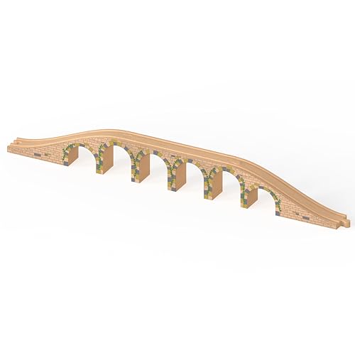 Orbrium Solid Wood 6 Arches Viaduct Bridge for Wooden Railway Track Compatible with Thomas Trains Brio IKEA Mellisa and Doug Wooden Train Accessories Toddler Kids Age 3-8