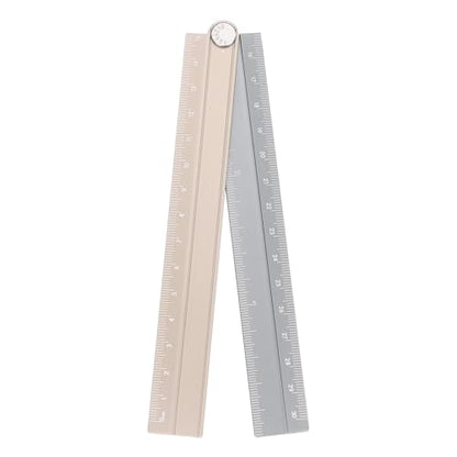 HARFINGTON Folding Straight Ruler 30cm Metric Aluminum Alloy Protractor Foldable Angle Ruler Geometric Measuring Tool with Angle Line for Architects Artists Office, Gold Tone Silver Tone - color: Gold Tone/Silver Tone