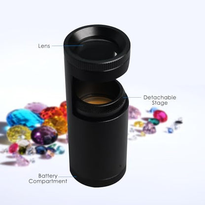 Double Lens Polariscope, Portable Gemstone Polariscope 93mm Lenght with Built-in LED Professional Handheld Polariscope for Optical Properties Tool for Jeweler, Gemologist to Identifies Gemstones