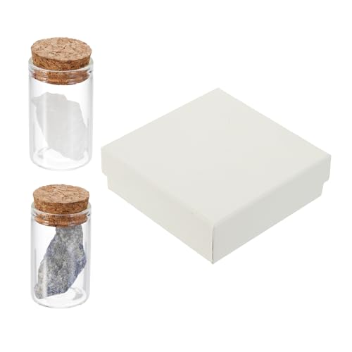uxcell 2Pcs Crystal Gemstone Bottles, Natural Crystal Stone Bulk with Glass Display Jar Mini Stuff Collectible Adornments for Home Office Centerpiece Collection Gift, White/Lazuli - color: White/Lazuli