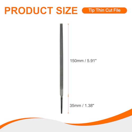 HARFINGTON 6" Square Fine Cut File Double Cut Teeth Fine Metal File High Carbon Steel T12 without Handle for Metal Wood Finishing Roughing Shaping, Grey - size: 6", style: Fine Cut