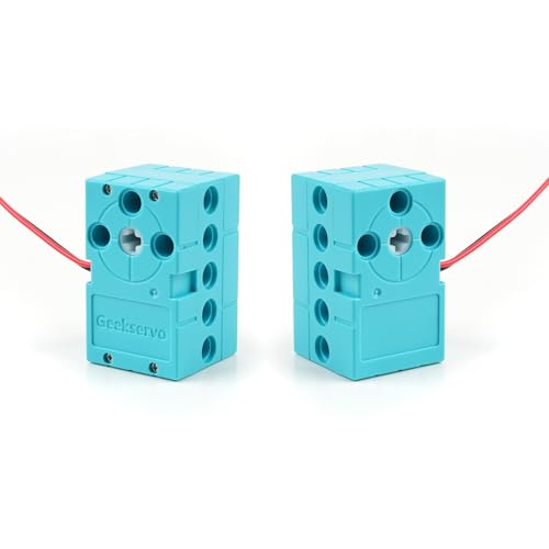 2PCS Geekservo Programmable Building Block Servo Motor, 360 Degree Rotation, 2P/3P Wire, Compatible with Microbit Raspberry Pi (2KG Slow Speed Motor) - style: 2KG Slow Speed Motor