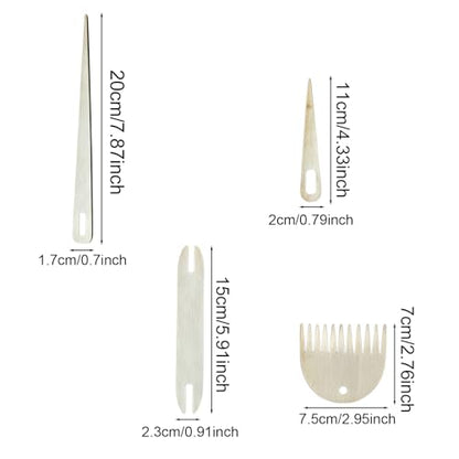 DFOBUNDO Wood Hand Loom Stick Set -14 Pieces Wooden Handcraft Weaving Kit with Crochet Hooks, Needle, and Comb, Excellent for Tapestry Weaving, Tapestry, and Crafting Projects