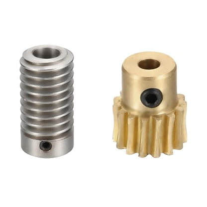 uxcell Worm Gear Set 15T 0.8 Module 1:15 Reduction Rate, Right Rotation Drive Gear Box Wheel Reduce Transmission Part (Brass Gear-4mm Bore, 1045 Steel Rod 8mm Bore) - size: Gear-4mm, Rod-8mm Bore, style: 0.8M-15T
