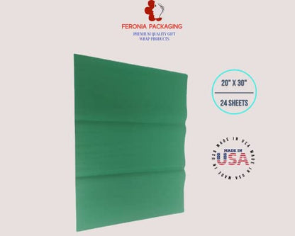 Festive Green Tissue Paper Squares, Bulk 24 Sheets, Premium Gift Wrap and Art Supplies for Birthdays, Holidays, or Presents by Feronia packaging, Large 20 Inch x 30 Inch - color: FestiveGreen