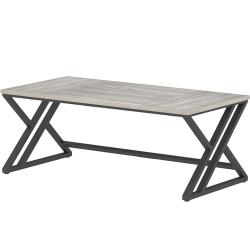 LVB 70.8" Long Office Desk, Modern Large Wood Metal Computer Desk Grey Oak - color: Light Grey Oak, size: 70 Inch
