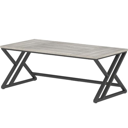 LVB 70.8" Long Office Desk, Modern Large Wood Metal Computer Desk Grey Oak - color: Light Grey Oak, size: 70 Inch