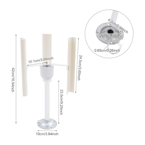 Vertical Wind Turbine Model Generator, 12V 3-Phase Permanent Magnet Generator, 3 Blade Windmill Power Charger Kit, Rotating Speed 150-1000rpm, for Home, Farm, RVs, Boats, Teach Mode