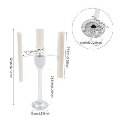 Vertical Wind Turbine Model Generator, 12V 3-Phase Permanent Magnet Generator, 3 Blade Windmill Power Charger Kit, Rotating Speed 150-1000rpm, for Home, Farm, RVs, Boats, Teach Mode