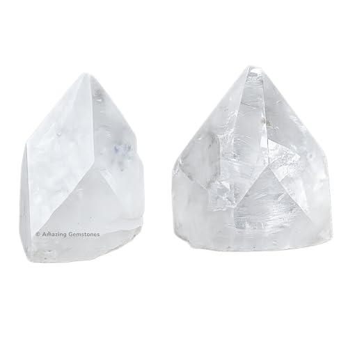 Amazing Gemstone Apophyllite Crystals and Healing Stones Mineral Specimen Set of 2- Premium Semi Precious Gem Stones - Healing Crystals Geodes Clusters for Meditation, Chakra Balance (L) - color: Apophyllite Points, size: Large