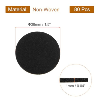 uxcell 80Pcs Round Felt Circles, 38mm (1-1/2") Black Non-Woven Felt Fabric Sticker Self-Adhesive Felt Pads Pre Cut Felt Pads for Sewing Costume Handcraft Cut Crafts DIY Projects - color: Black, size: 38mm