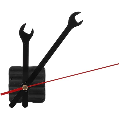 Wall Clock Mechanism Replacement, Wrench Hands and Motor Kit, Long Shaft Quartz Movements for Thick Dials, Battery Operated DIY Parts for Clock Making, Thread Length 19 mm (3/4 in) - color: Black 2