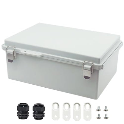 Zulkit Junction Box ABS Plastic Dustproof Waterproof IP67 Electrical Boxes Hinged Shell Outdoor Universal Project Enclosure Grey, Stainless Steel Buckles 15 x 11 x 5.1 Inch - size: 15"x11"x5.1" GC k
