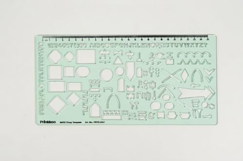 Printtoo NATO Troop Template Stencil, 2mm Thick Clear Green Acrylic Military Planning Ruler with Tactical Symbols, Letters, Numbers & Scale for Map Marking, Students, Artists & Designers - color: Series-PRTD-2441A