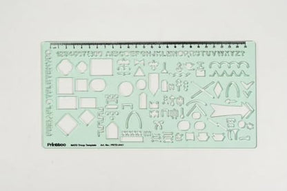 Printtoo NATO Troop Template Stencil, 2mm Thick Clear Green Acrylic Military Planning Ruler with Tactical Symbols, Letters, Numbers & Scale for Map Marking, Students, Artists & Designers - color: Series-PRTD-2441A