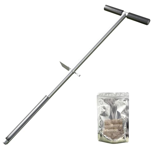 36" Soil Sampler Probe,Stainless Steel Soil Sampler Tool,Soil Core Sample Bags Soil Probe Tester, T-Handle Soil Test Kit Soil Probe with Foot Pedal for Soil Sampling Garden Lawn Farm