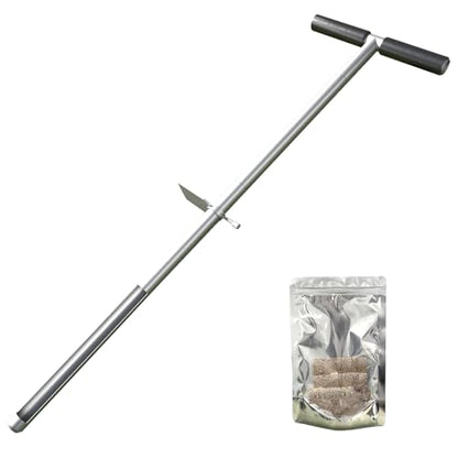 36" Soil Sampler Probe,Stainless Steel Soil Sampler Tool,Soil Core Sample Bags Soil Probe Tester, T-Handle Soil Test Kit Soil Probe with Foot Pedal for Soil Sampling Garden Lawn Farm